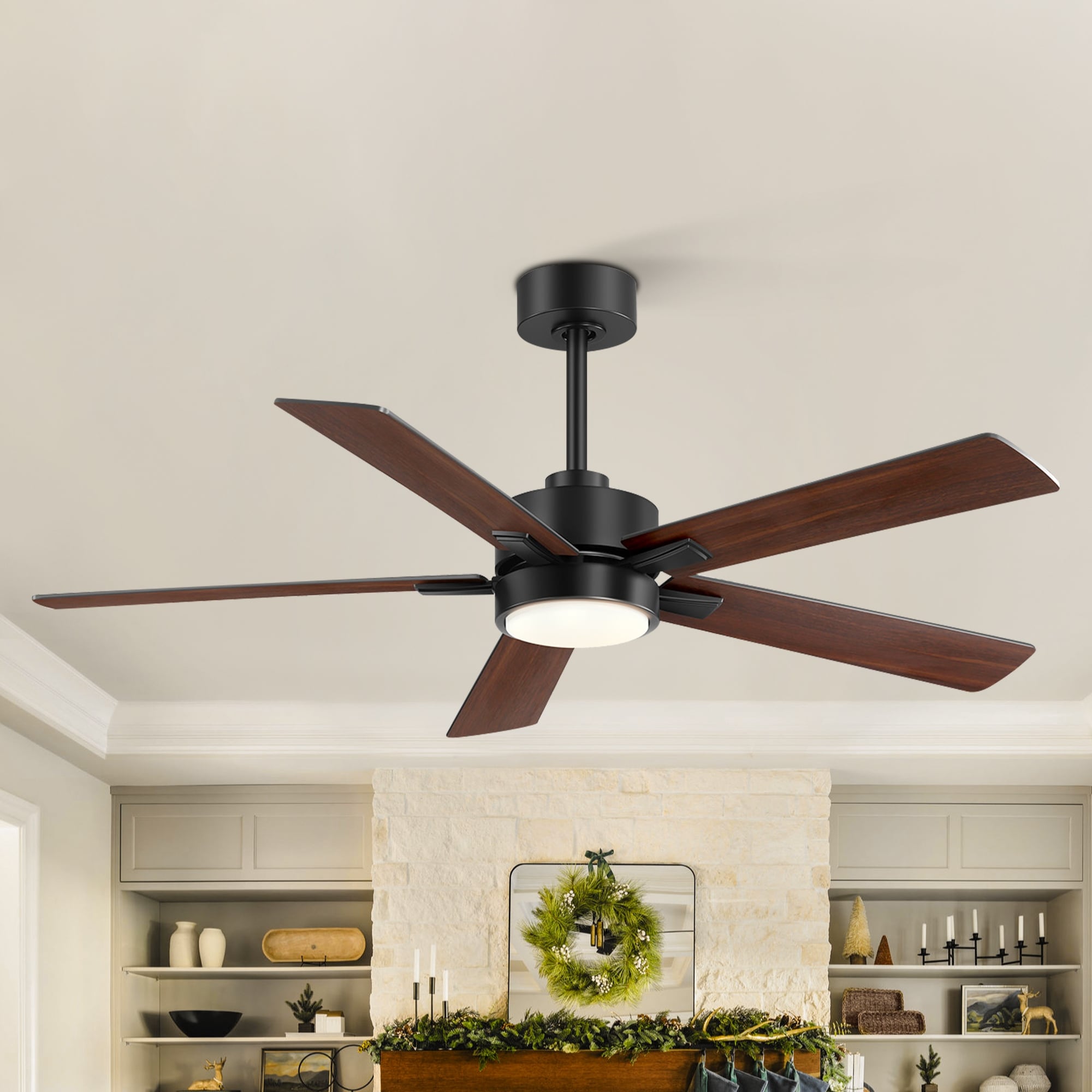 36/42/52 in Wooden 3/5-Blade Modern Ceiling Fan with Light and Remote, Quiet Reversible DC Motor, 6-Speed, 3CCT LED, For Bedroom
