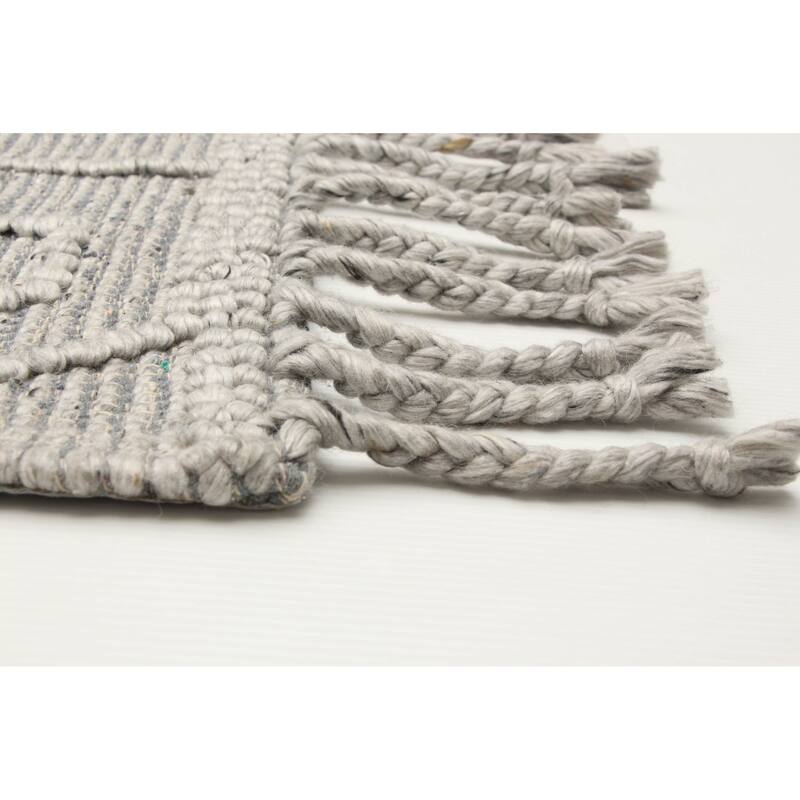 ECARPETGALLERY Braid weave Sienna Grey Wool Rug - 5'1 x 8'1