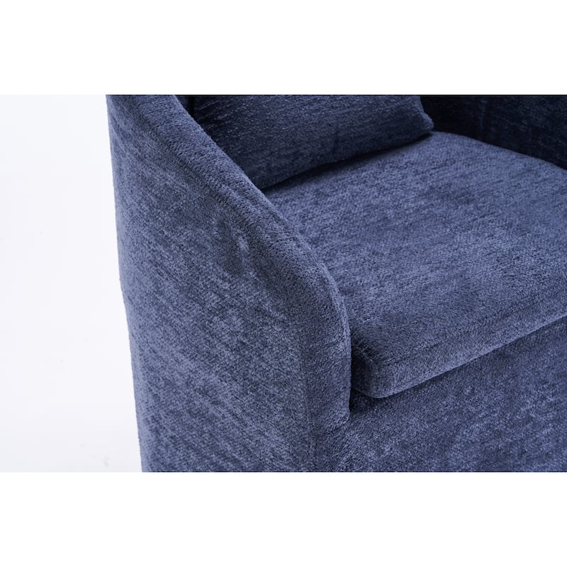 Set of 1,Chenille Fabric Dining Armchair With Back Cushion and Universal Wheels