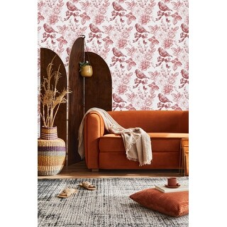 Red Flowers and Birds Wallpaper Peel and Stick and Prepasted - Bed Bath ...