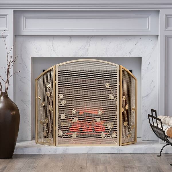 Shop 41 Gold Contemporary Single Paneled Fireplace Screen Overstock 30350648