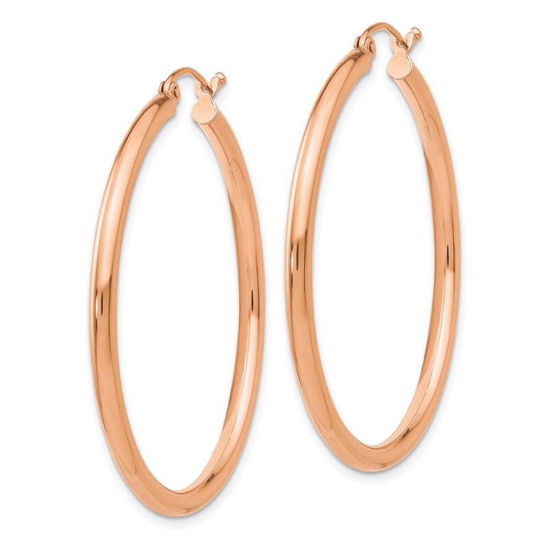 Curata 14k Rose Gold Hollow Polished Hoop Earrings - 40mm