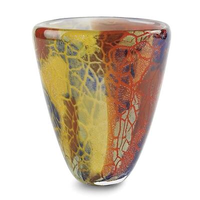 Curata Firestorm Handcrafted Murano Style Glass Vase