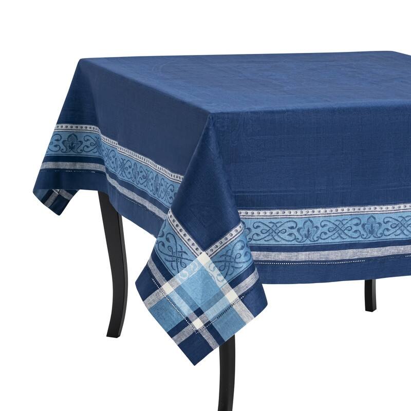 French Home Linen 71" x 124" Astra Tablecloth - Shades of Blue