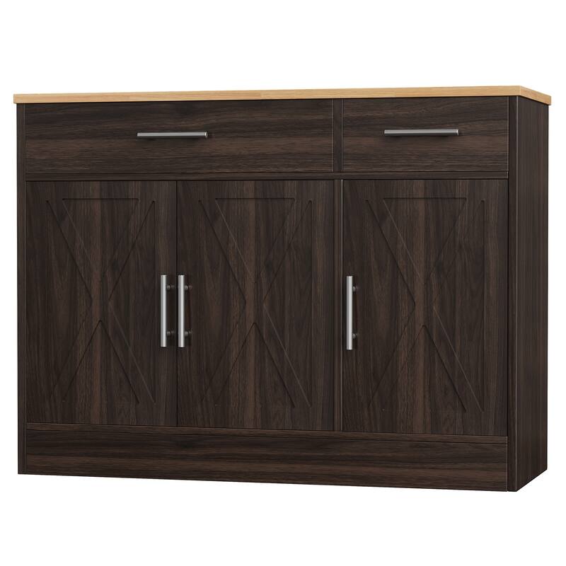 3-Door Buffet Sideboard Accent Cabinet - Multifunctional Organizer