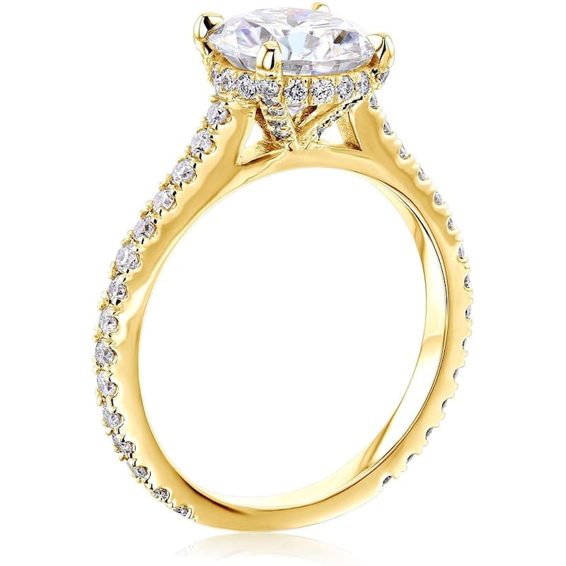 Annello by Kobelli 14K Gold 2ct Round Forever One Moissanite Fancy Hidden Halo (DEF/VS, DEF/VS)