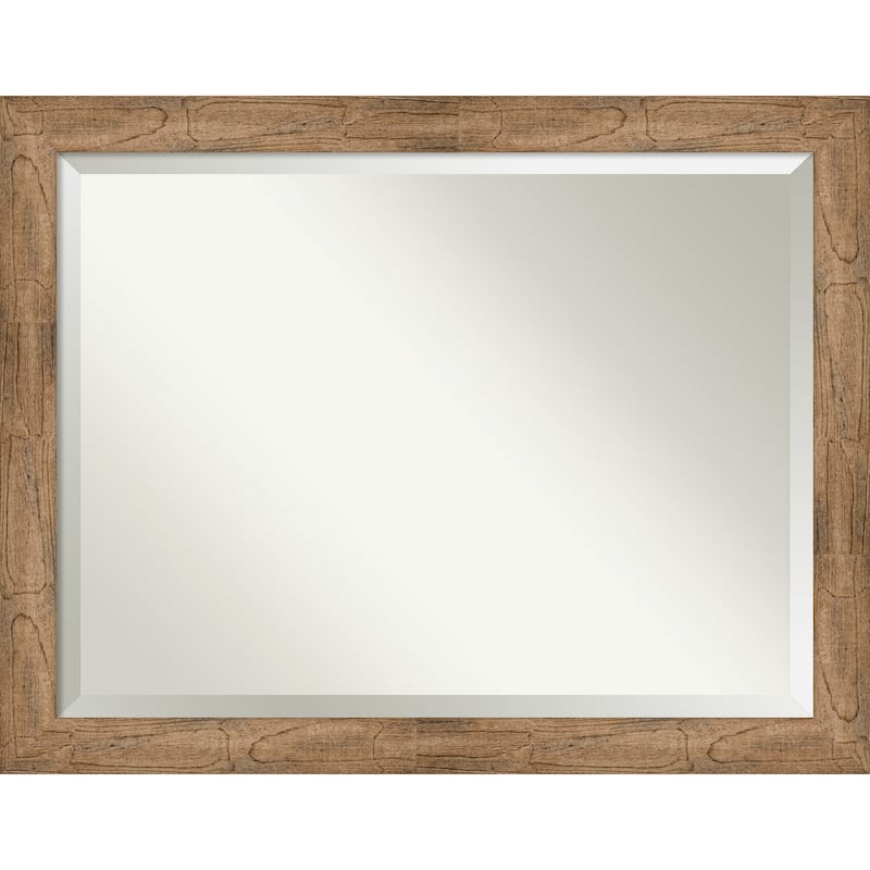 Beveled Wood Bathroom Wall Mirror - Owl Brown Frame