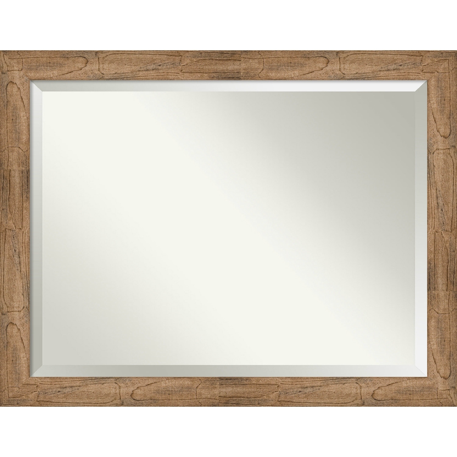 Beveled Wood Bathroom Wall Mirror - Owl Brown Frame