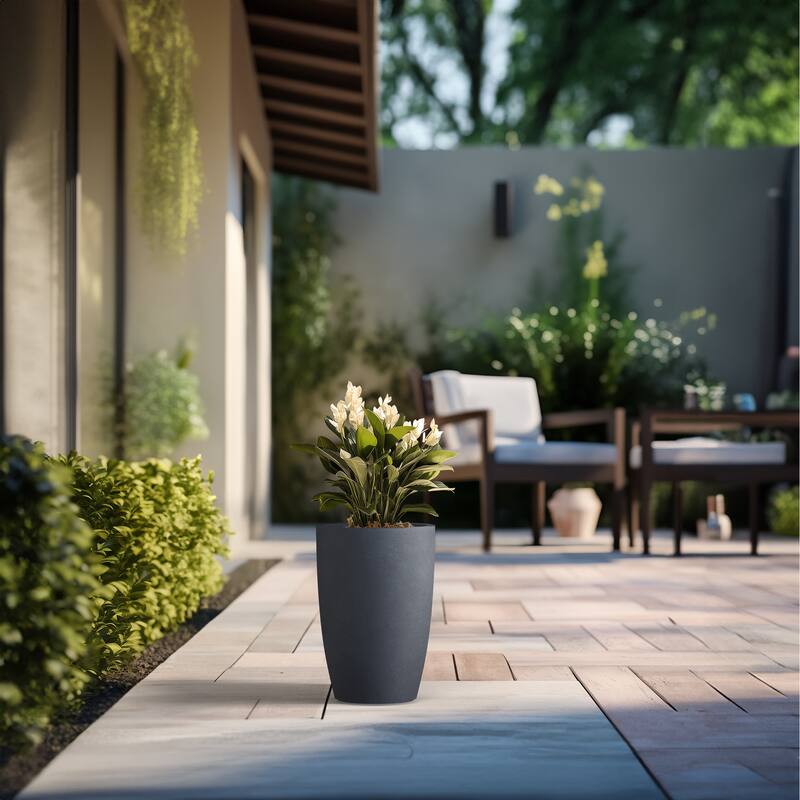 Tall Concrete Round Plant Pots / Large Indoor and Outdoor flower Planters
