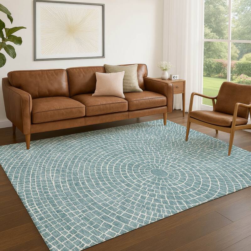 Machine Washable Indoor/ Outdoor Modern Gravity Chantille Rug