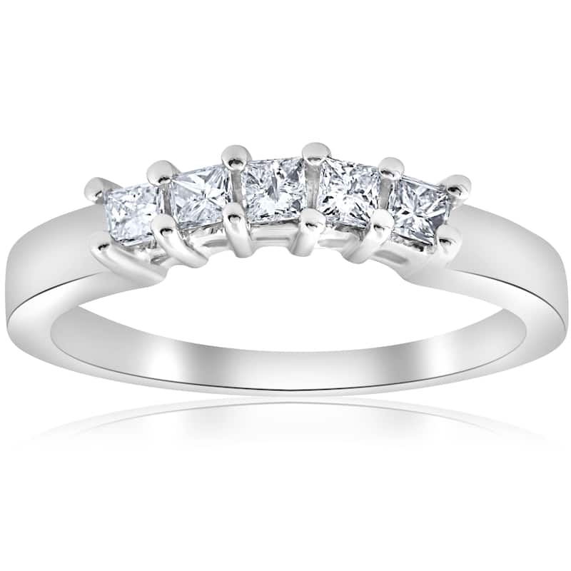 1/2ct Princess Cut Diamond Curved Wedding Ring Enhancer White Gold