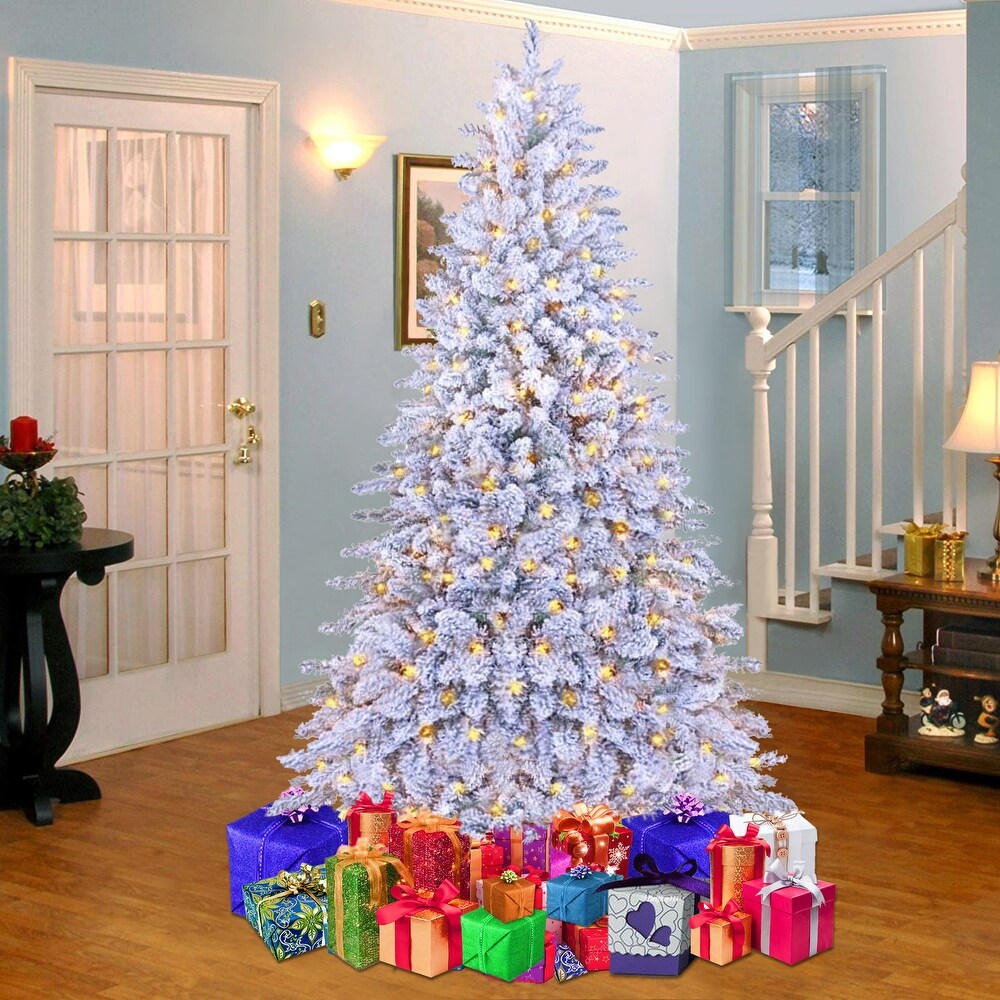 魅力の National Tree Company ライト付き人工クリスマスツリー ガット済みホワイトライト付き プレスコットスリム 7.5フィート 