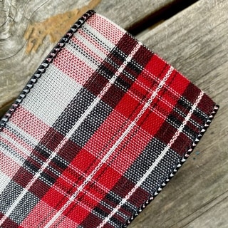 Red White And Black Plaid Wired Ribbon - Bed Bath & Beyond - 36880263