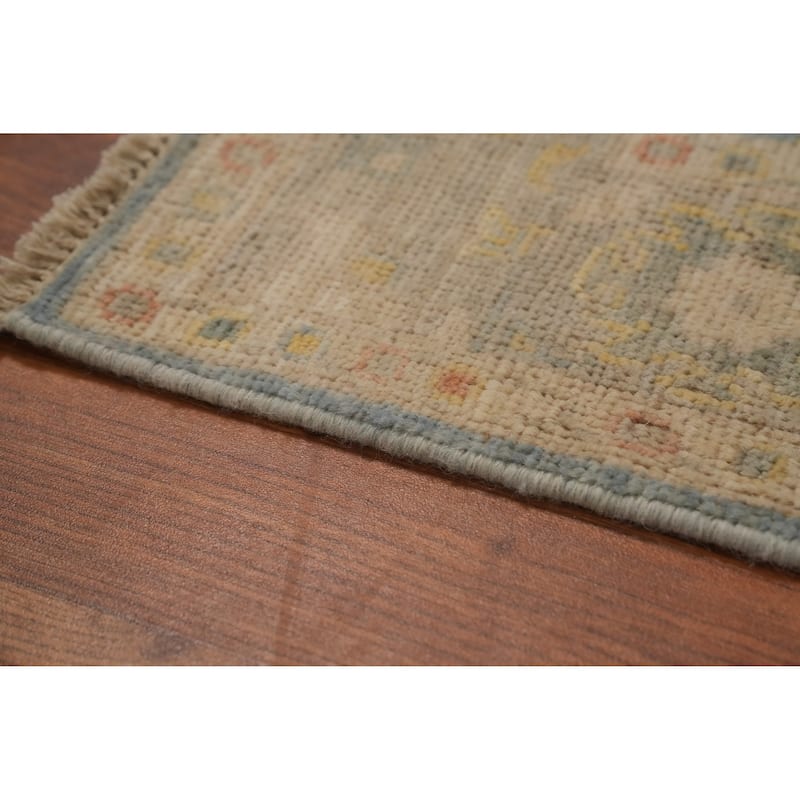 Hand Knotted Oriental 100% Wool Carpet Traditional Floral Navy Blue & Blues Ziegler Runner Rug - 11' 9'' X 3' 1''