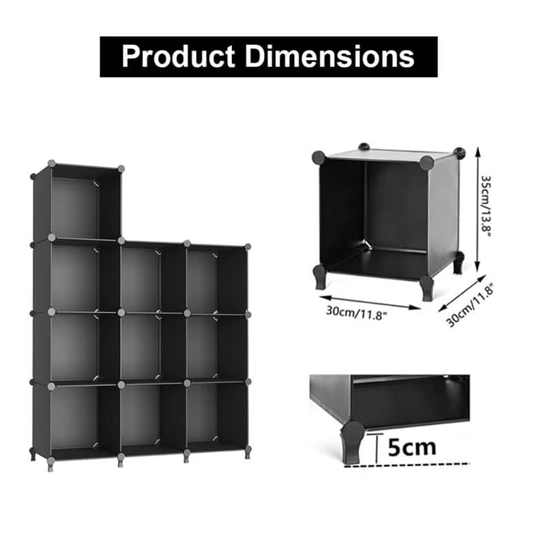 10 Cube Stackable Shoe Rack Organizer DIY Plastic Shoe Storage Cabinet for Closet & Entryway - N/A