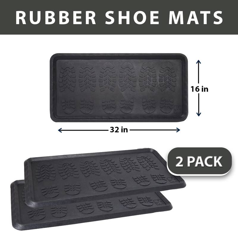 Envelor Footsteps Rubber Boot Floor Tray Mat, 16" x 32" - 2 Pack - 16" x 32" - 2 Pack
