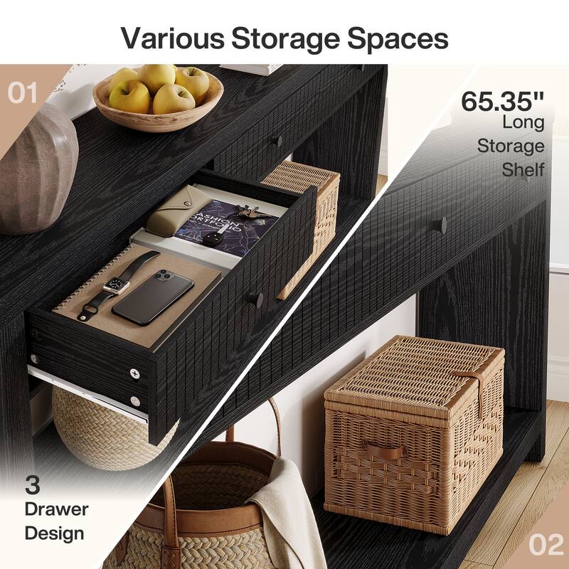 70.9" Extra Long Console Table with Drawers & Storage, Entryway Sofa Couch Foyer Accent Table for Living Room Hallway Entrance