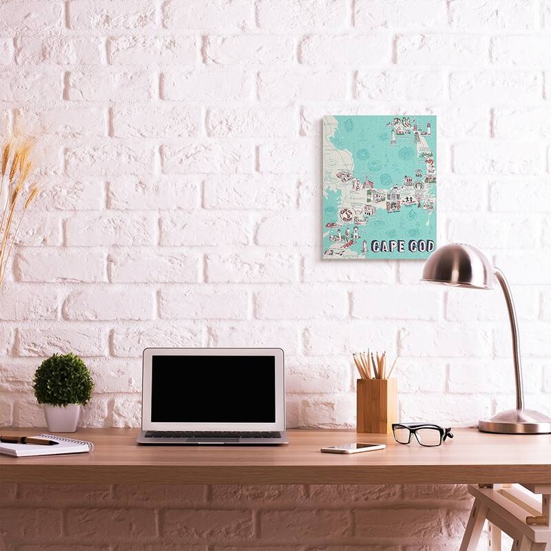 Stupell Cape Cod Massachusetts Nautical Landmark Destination Map Canvas Wall Art Design By Ziwei Li