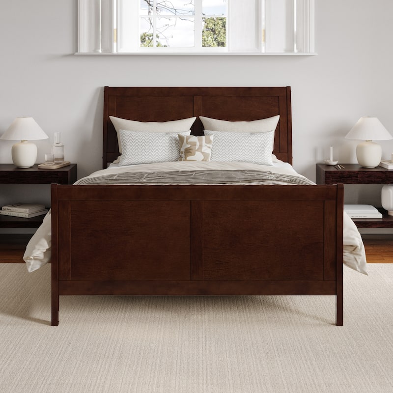 Portland Full Size Foundation Bed with Matching Footboard in Walnut