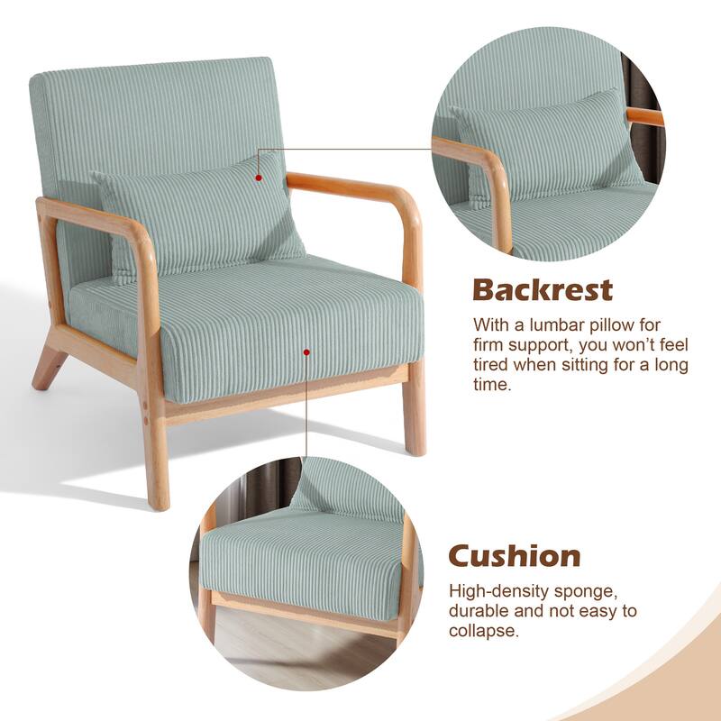 2 Set Upholstered Lounge Arm Chair with Pillow - Set of 2