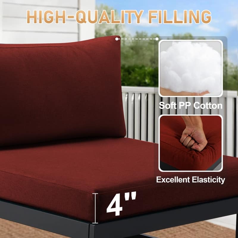 FINCATI 7 Piece Outdoor Furniture Aluminum Patio Set with 60,000 BTU Propane/Natural Gas Firepit Table - 7 Pieces