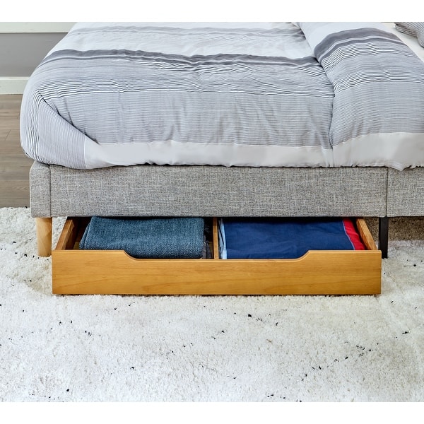 MUSEHOMEINC Solid Wood Under Bed Storage Drawer with 4Wheels