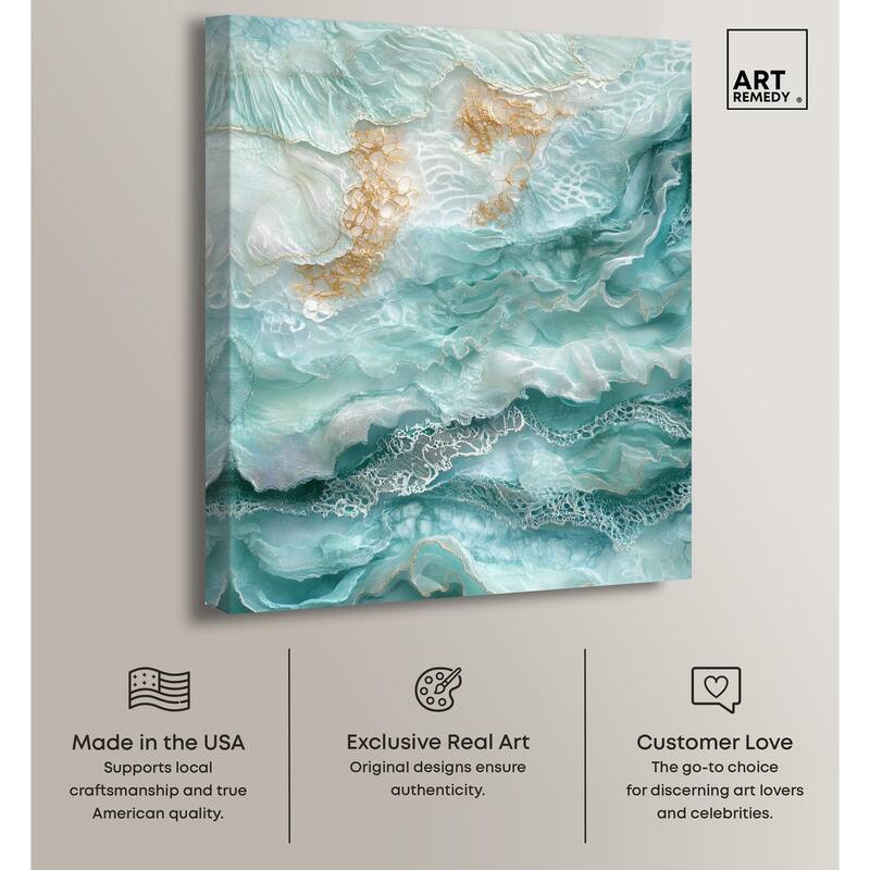 Teal Tiered Turbulence Canvas by Art Remedy, Gallery Wrapped