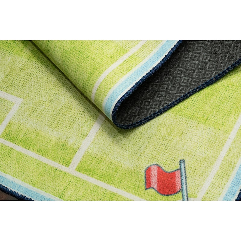 Dynamic Rugs Kidz Light Green/Multi Polyester Children's Area Rug
