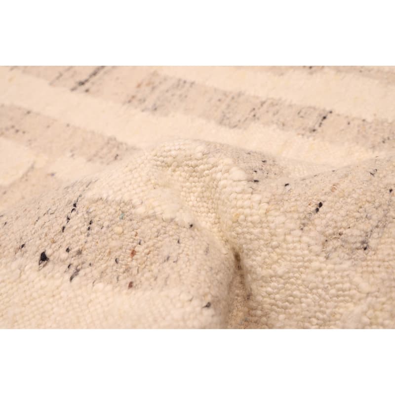 ECARPETGALLERY Flat-Weave Marrakech Cream Wool Kilim - 5'6 x 7'4