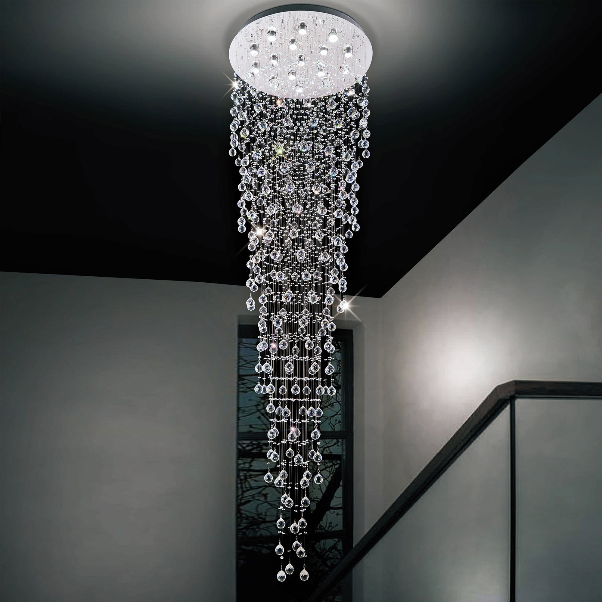 CWI Lighting Rain Drop 16 Light 32in Chrome Flush Mount