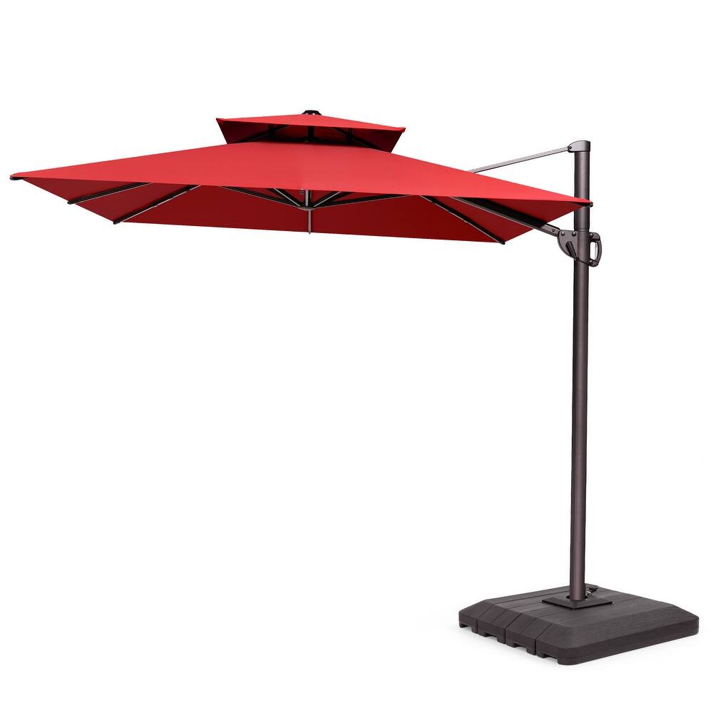 Pellebant 9 FT x 12 FT Outdoor Patio Cantilever Umbrella with Base Double Top