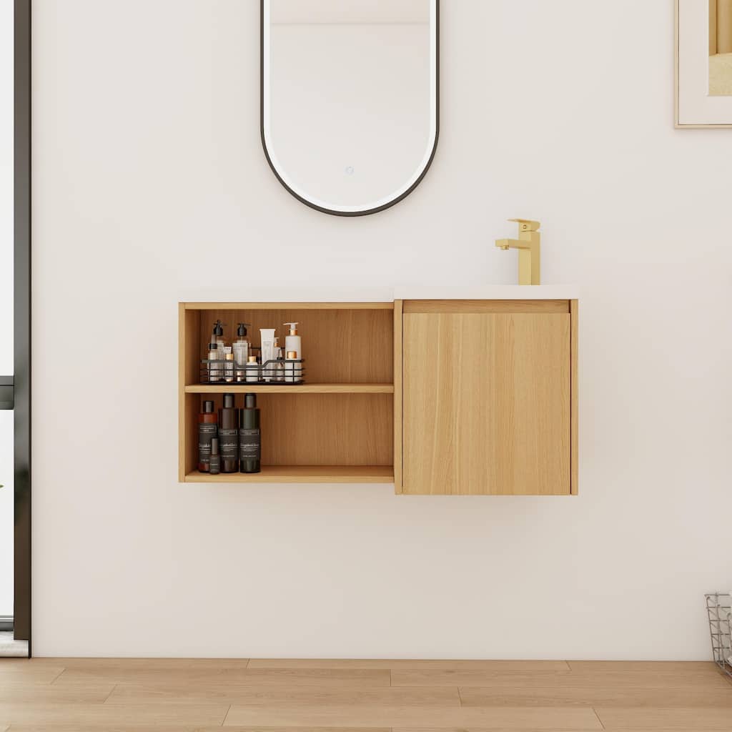 Bathroom Vanity With Sink In 36 Inch, Floating Bathroom Vanity with Soft Close Door And Shelf
