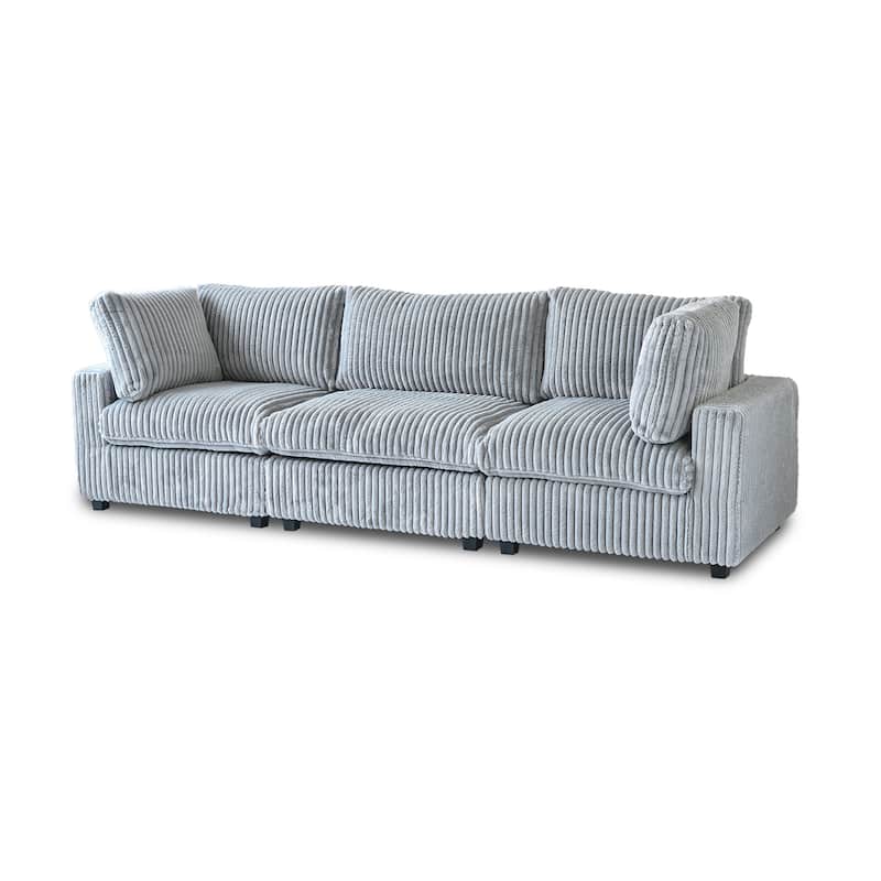 118" Modular Sectional Sofa, Oversized 3 Seater Sofa Couch with 5 Pillows, Cushion Covers Removable