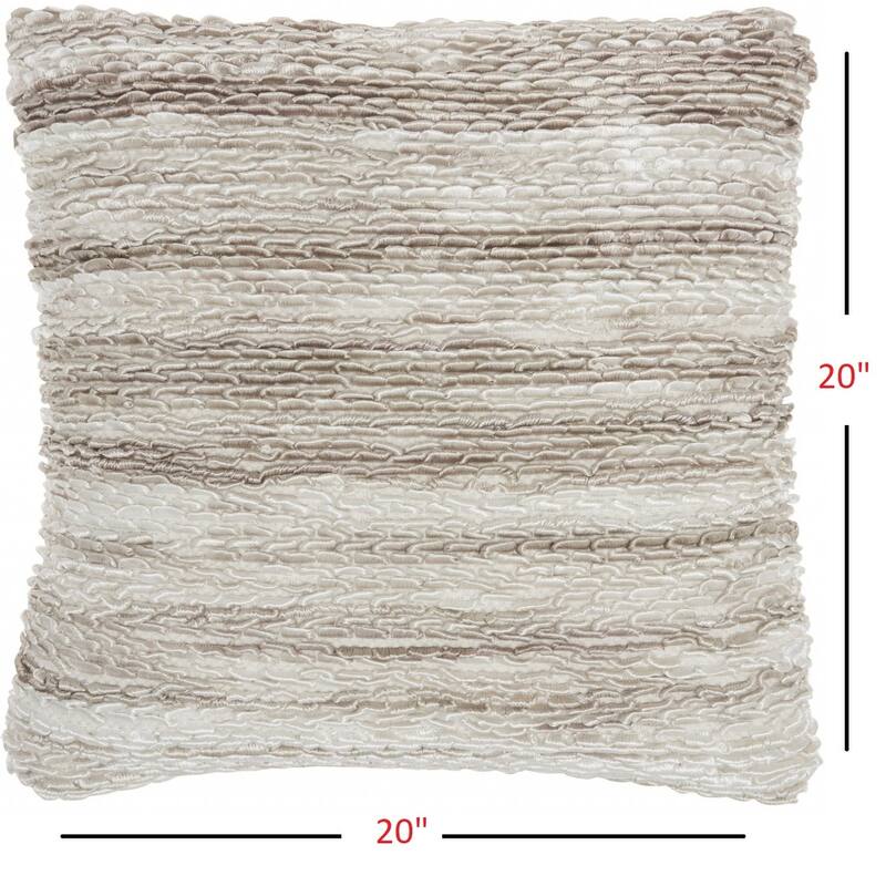 Petite Taupe and Striped Throw Pillow