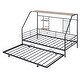 preview thumbnail 24 of 38, Metal Twin Size House Bed with Trundle and Built-in Shelf and Grid
