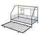 preview thumbnail 5 of 11, Twin Metal House Bed with Trundle, Sturdy Bedframe w/Built-in Shelf and Grid for Kids Bedroom, Dorm, No Box Spring Needed, Black