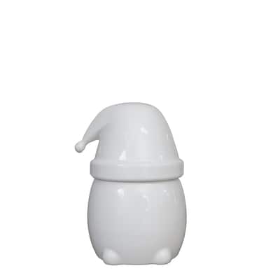 Shiny Ceramic Santa Gnome Christmas Figurine - 5" - White