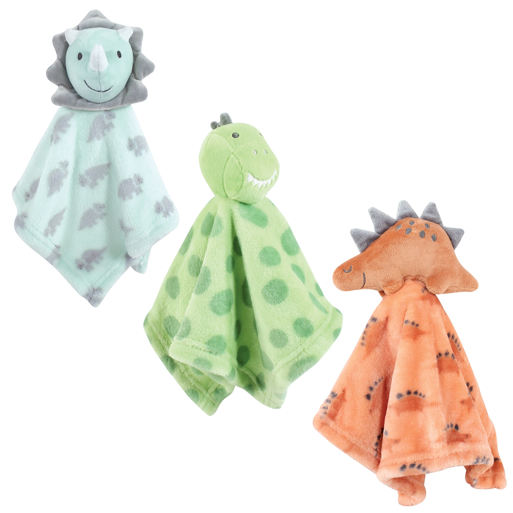 Hudson Baby Infant Boy Animal Face Security Blanket, Dino, One