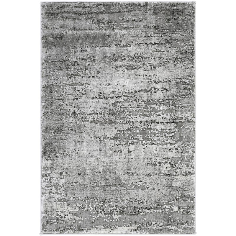 Livabliss Tibetan Mid-Century Abstract Area Rug - 6'7" x 9'6" Oval - Grey