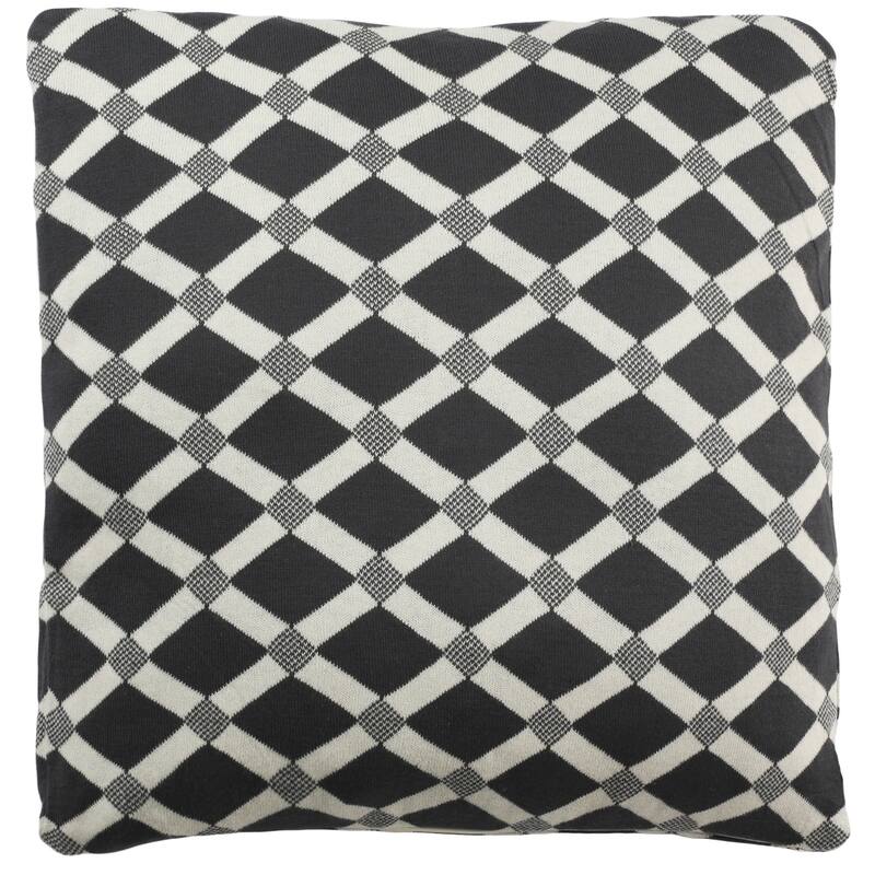 SAFAVIEH Diamond Knit Dark Grey/ Ivory 20-inch Decorative Pillow