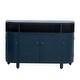 preview thumbnail 3 of 7, Wood Grain Storage Cabinet Snack Table Featuring Four Doors and Adjustable Shelves Living Room Sofa Table Console Tables