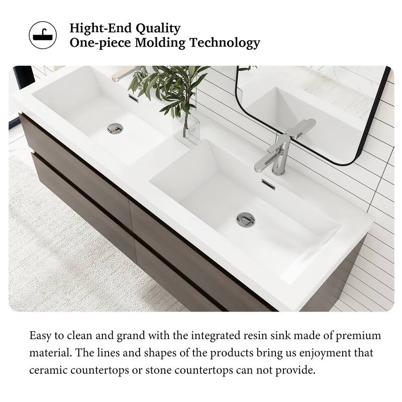 Floating Bathroom Vanity with two Resin Top