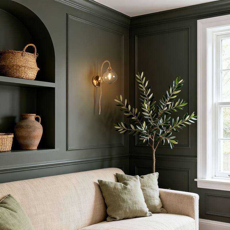 Celesn Modern Glam 1-Light Gold Bathroom Vanity Lights Smoke-gray Glass Wall Sconces - W 6" x H 22"