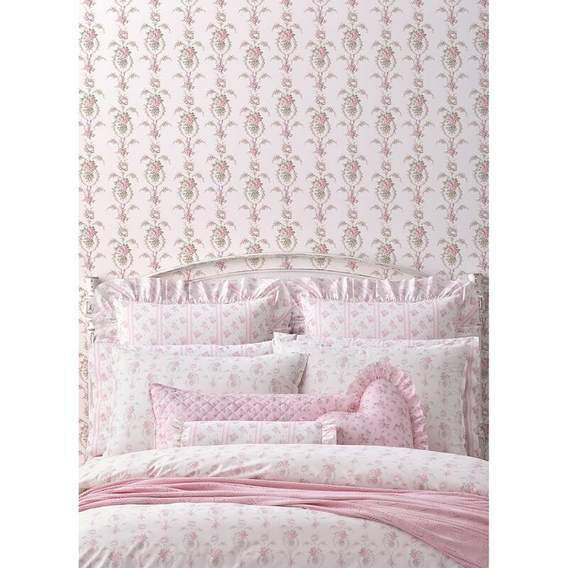 LoveShackFancy Rose Cheeks Party Pink Floral Cluster Wallpaper