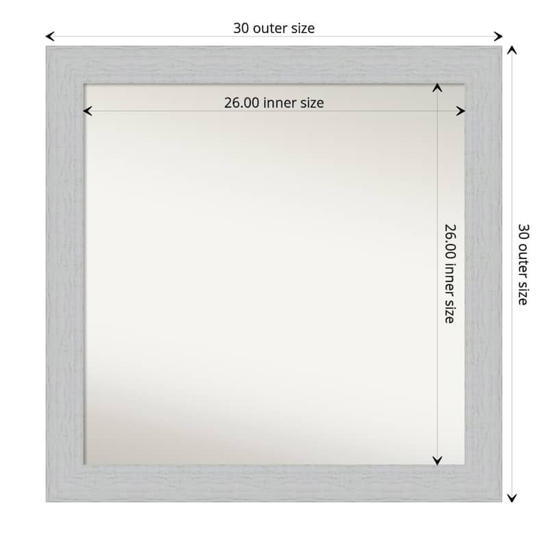 Non-Beveled Wood Bathroom Wall Mirror - Shiplap White Frame - 30 x 30 in - Shiplap White