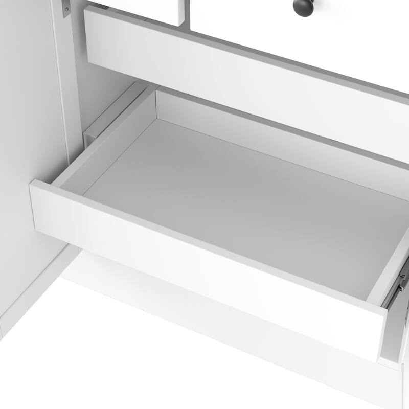 Tall Kitchen Pantry Cabinet, 75" Freestanding Buffet with Hutch, 4 Drawers, Door Shelves & Pull-Out Trays, Dining Room Storage