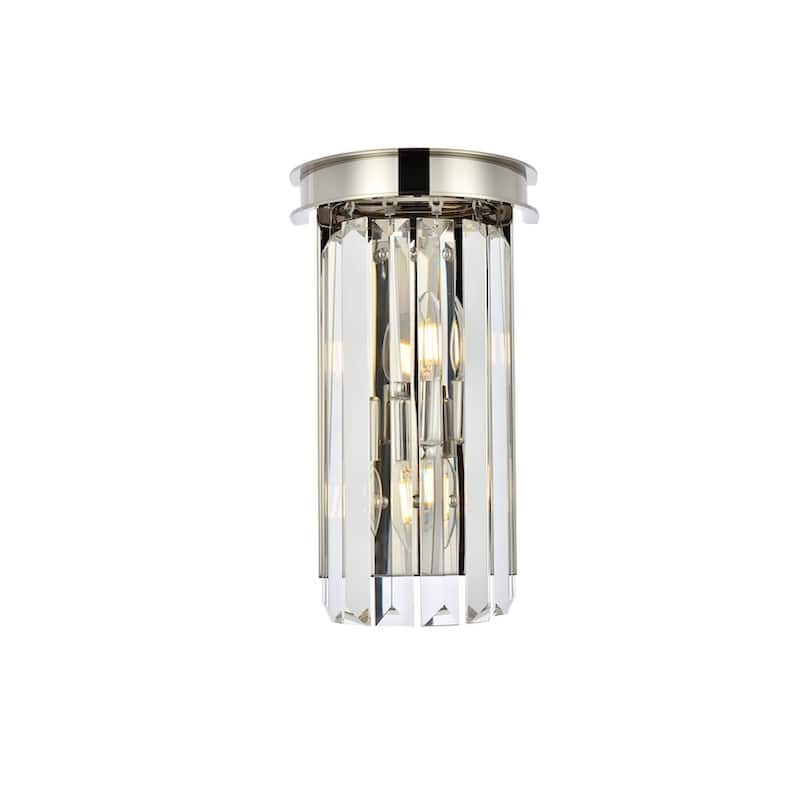 Royce Edge 2 light Polished nickel Wall Sconce - polished nickel (royal cut clear crystals)