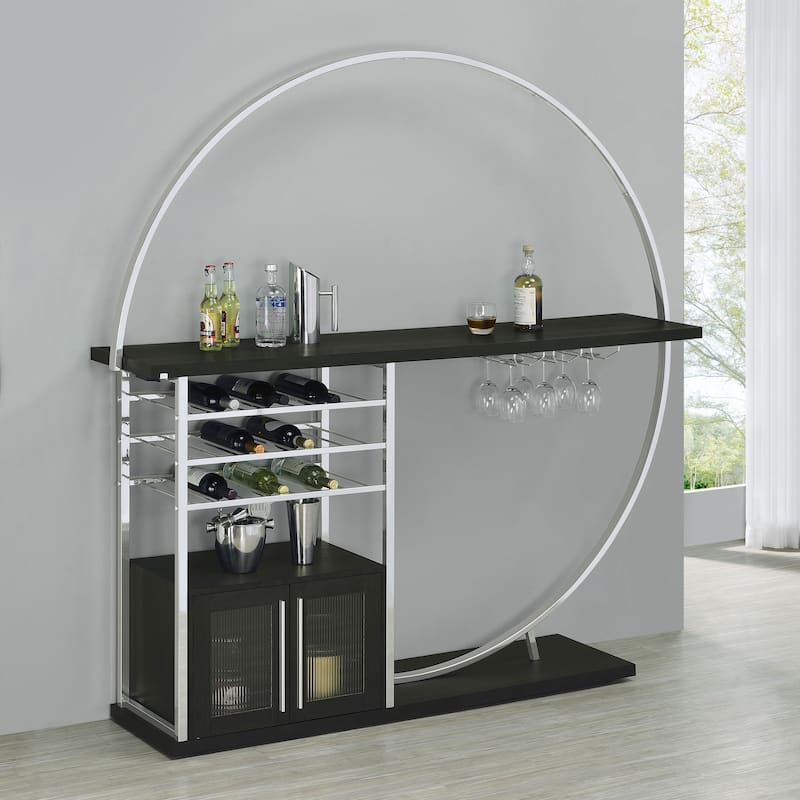 Risley 2-door Circular LED Home Bar with Wine Storage