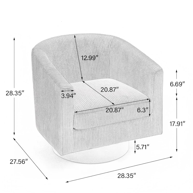 Modern Upholstered Barrel Chair Swivel Accent Chair for Living Room