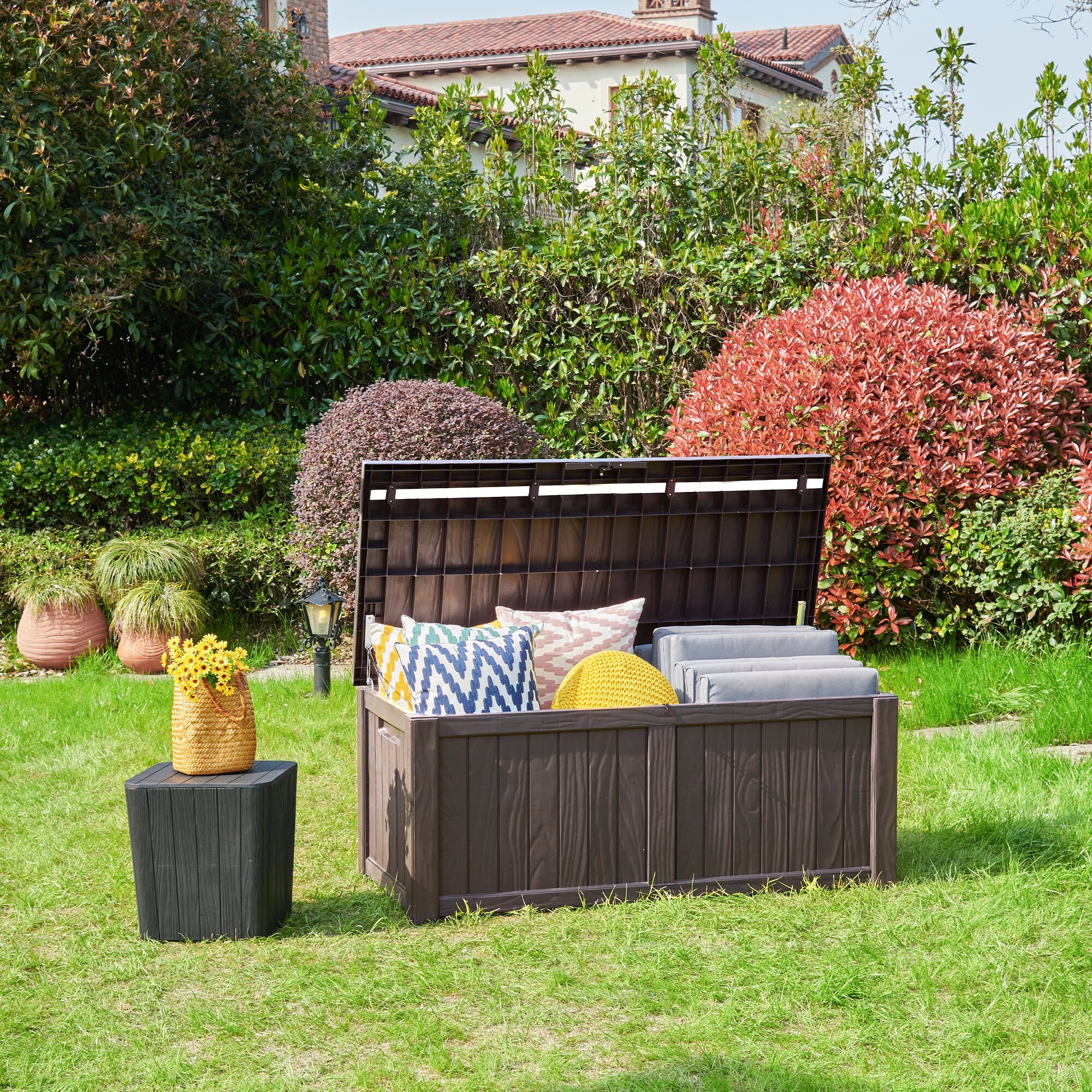 Lockable outdoor deals storage bench